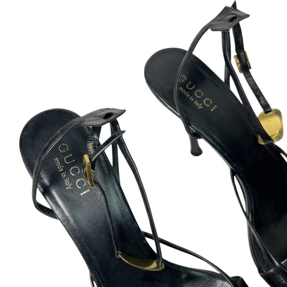 Gucci Black Leather Strappy Heels - Timeless Elegance with Iconic Details - Picture 5 of 9